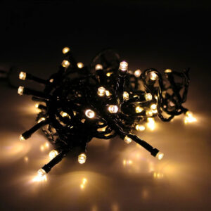 Cord With 50 Led Bulbs Small Shape Drop 5 Meters Dark Green Wire